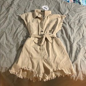 Belted Denim Playsuit/Romper